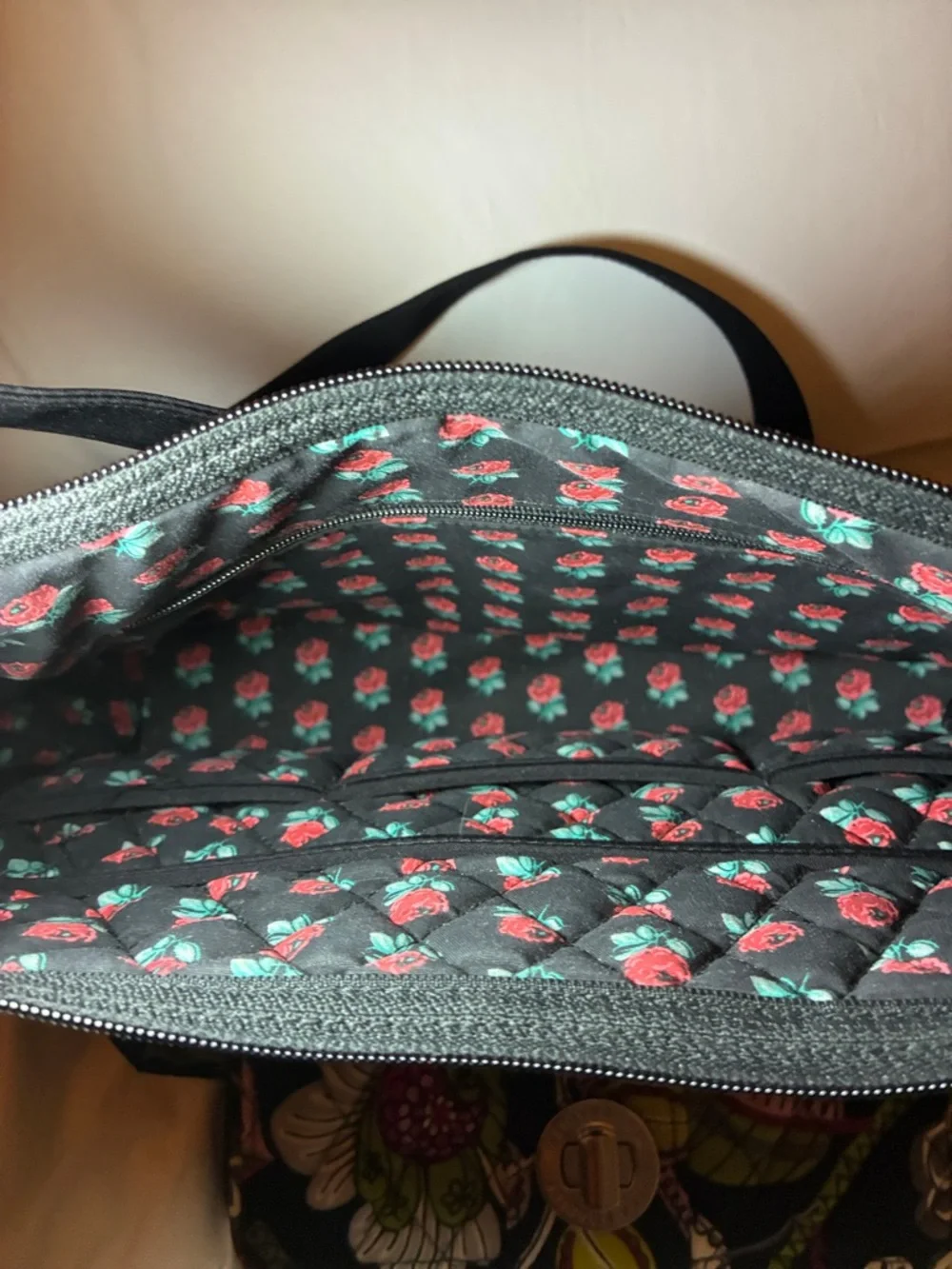 Vera Bradley Black‎ Quilted Crossbody with Floral Wallet